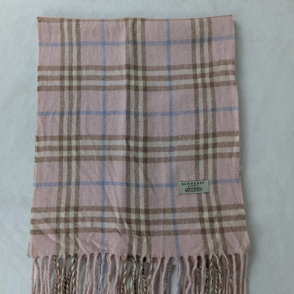 Burberry Cashmere Nova Check Plaid Scarf Pink Unisex | Designer Winter Wear - Picture 6 of 8